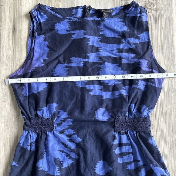 Banana Republic Sz 8 Silk Blend Navy Blue Dress Sleeveless Shift Dress - Picture 8 of 8